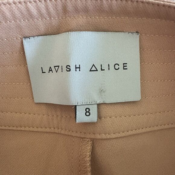 Lavish Alice Asymmetrical Tie Waist Trouser Pants Tan UK 8 US 4 - Picture 8 of 12